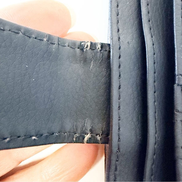 Elegant Black Pebbled Genuine Leather Clutch w/Metal Clasp, Leather Snap Strap - Picture 15 of 15